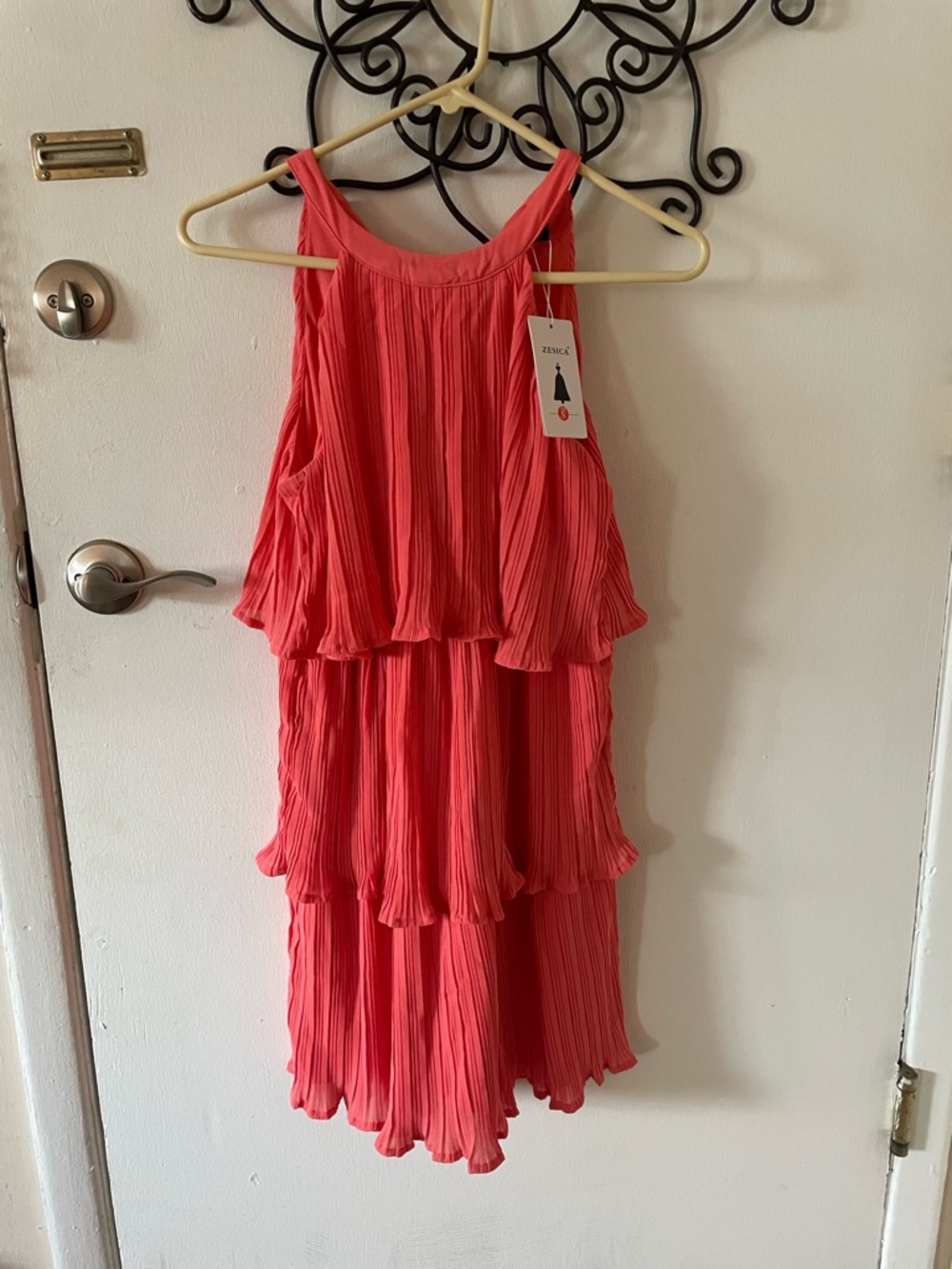 Zunie Coral Tiered Pleated Girls Dress